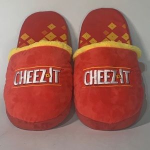 Cheez-IT Size Large FITS MENS 8-11 & WOMENS 9-12 Red & Yellow House Shoes.